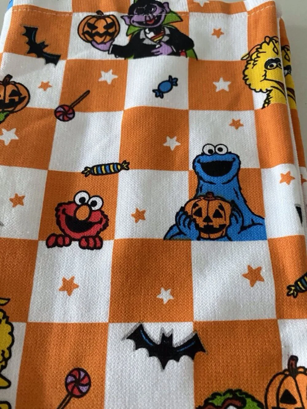 2 Pack Sesame Street Halloween Kitchen Dish Towels Cookie Big Bird, Oscar Count
